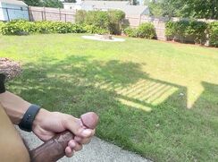 Solo bbc backyard jerk off