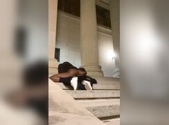Black boy takes a dildo in public places
