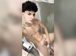 Rokko shows off his body and cock in the bathroom
