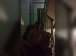 # AHC - Naked masturbation in the stairwell