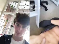cute brunette dude cumming jerks off clip
