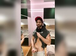 Italian hunk cums and licks it