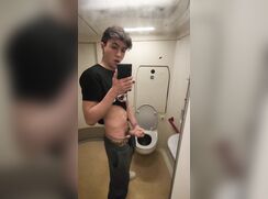 # AHC - Kinky twink cums on the train