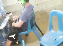 Caught jerking-off at Internet cafe