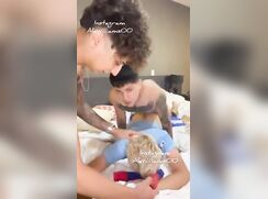 4 boys have fun in hotel room
