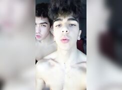 Sexy latin twinks cum on each other