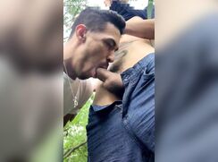 Horny guys in the woods fucking
