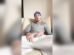 cute blonde showing his big cock