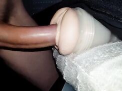Dude pumps his load into his favorite toy