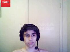 Latino Brasil cam teen boy show his Nice white lean body with Hairy big Man Dick
