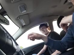 Lovely blowjob in a car