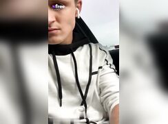 cute blonde dude risky car wanks