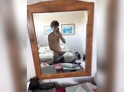 cute curly dude selfie mirror bate show