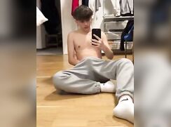 Hot Twink Jerks over his joggers gay porn tube