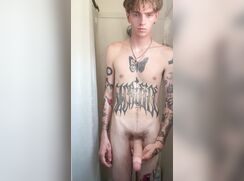 cute tatoed alpha showing his big cock