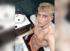 handsome young blond jerking solo