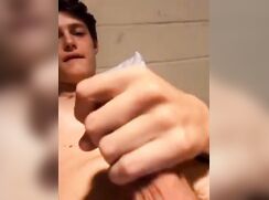 Horny college boy in his dorm room