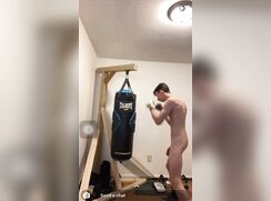 Boy exposing himself naked at practice
