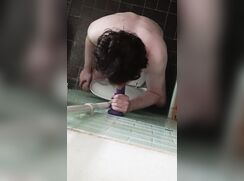 CAUGHT HIDDENLY SUCKING A DILDO