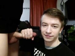 Young Guy Gives Oral Until Facial, Then Strokes Himself to Orgasm