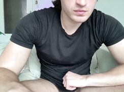 Euro Guy with Perfect Hairy Bush Jerking Off