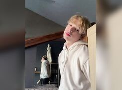 Blond twink in the mirror