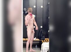 Sexy fit twink in locker room