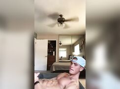 Fraternity boy having fun in his room