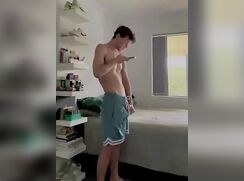 Tall boy with big cock home alone
