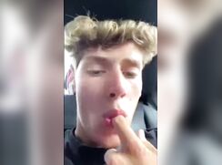 Bro wanks in car with oblivious friends around and cums at home