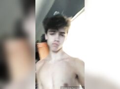 Horny cute dude spits and lubricate his hole