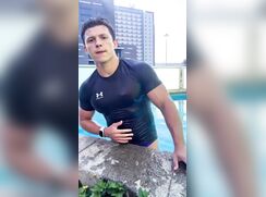 AI - Tom Holland at the pool