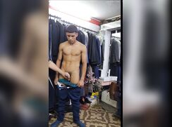 Latino twunk jerked off by shop assistant