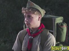Oliver Lamb gets reviewed by the Scout Masters......