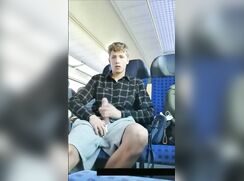 Hung Blond Jerks Uncut Cock On Train