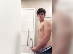 cute big cock brunette bathroom cumming hot bate