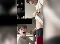 gay friend suck str8 friend cock in kitchen