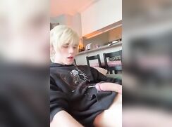 Blond boy cums a lot