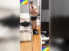 # HTW - Young gym enthusiast jerks his cock in front of the mirror