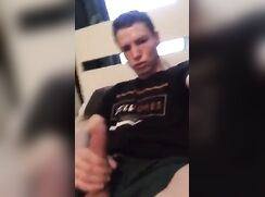 College boy getting quick jerk off session in before class