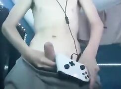 Gaming with his bro and then shows his big dick!