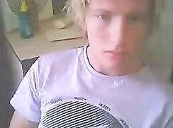 Blond Twink Removes Shirt & Jerks Off