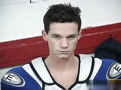 Ice hockey player masturbates
