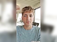 Sext Blond College Lad Uncut wanks off at the Airport - AI Enhanced