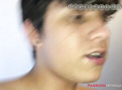 Close-up of a young boy’s face - fucking, spitting, no condom