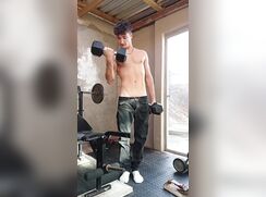 cute dude gym cumming bate