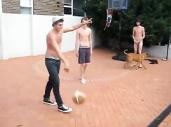 Amateur webcam: French boy playing basketball naked