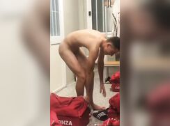 Smooth italian twink naked in locker room