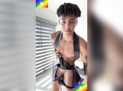 # HTW - Leather clad model jerking his thick dark cock