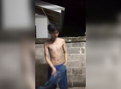 Cute Thai twink in his yard